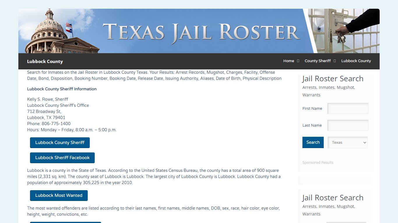 Lubbock County | Jail Roster Search
